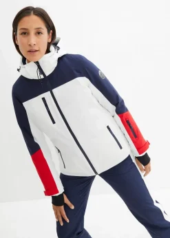 bonprix Bekleidung·Jumpsuits|Bekleidung·Sweat|wasserdichte Ski Funktions-Jacke mit Belüftungsschlitzen weiß/dunkelblau