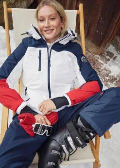 bonprix Bekleidung·Jumpsuits|Bekleidung·Sweat|wasserdichte Ski Funktions-Jacke mit Belüftungsschlitzen weiß/dunkelblau