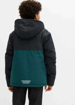 bonprix Jungen 2-8 Jahre·Nachhaltigere Materialien|Jungen 9-16 Jahre·Jacken & Outdoor|wasserdichte Winterjacke im Colourblocking mit Kapuze tiefgrün/schwarz