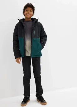 bonprix Jungen 2-8 Jahre·Nachhaltigere Materialien|Jungen 9-16 Jahre·Jacken & Outdoor|wasserdichte Winterjacke im Colourblocking mit Kapuze tiefgrün/schwarz