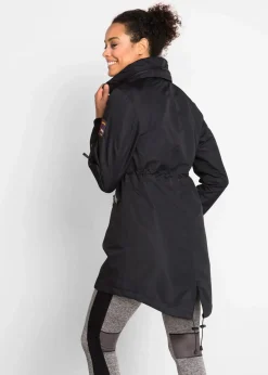 bonprix Bekleidung·Hosen|Jacken & Mäntel|wasserdichter Funktions-Outdoor-Übergangsmantel mit Kapuze, 2 in 1-Optik schwarz