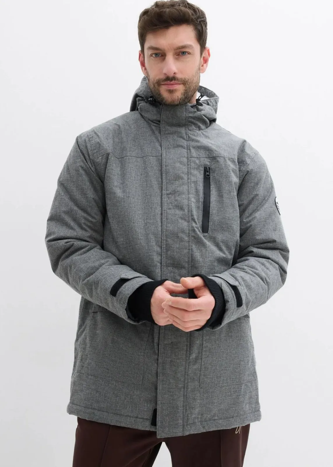 bonprix Große Größen|Outdoorbekleidung|wasserdichter Funktions-Parka mit Kuschel-Fleece-Futter grau meliert