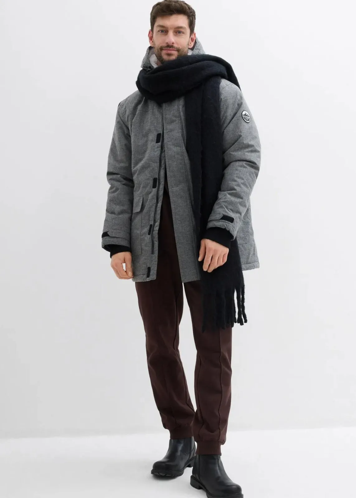 bonprix Große Größen|Outdoorbekleidung|wasserdichter Funktions-Parka mit Kuschel-Fleece-Futter grau meliert