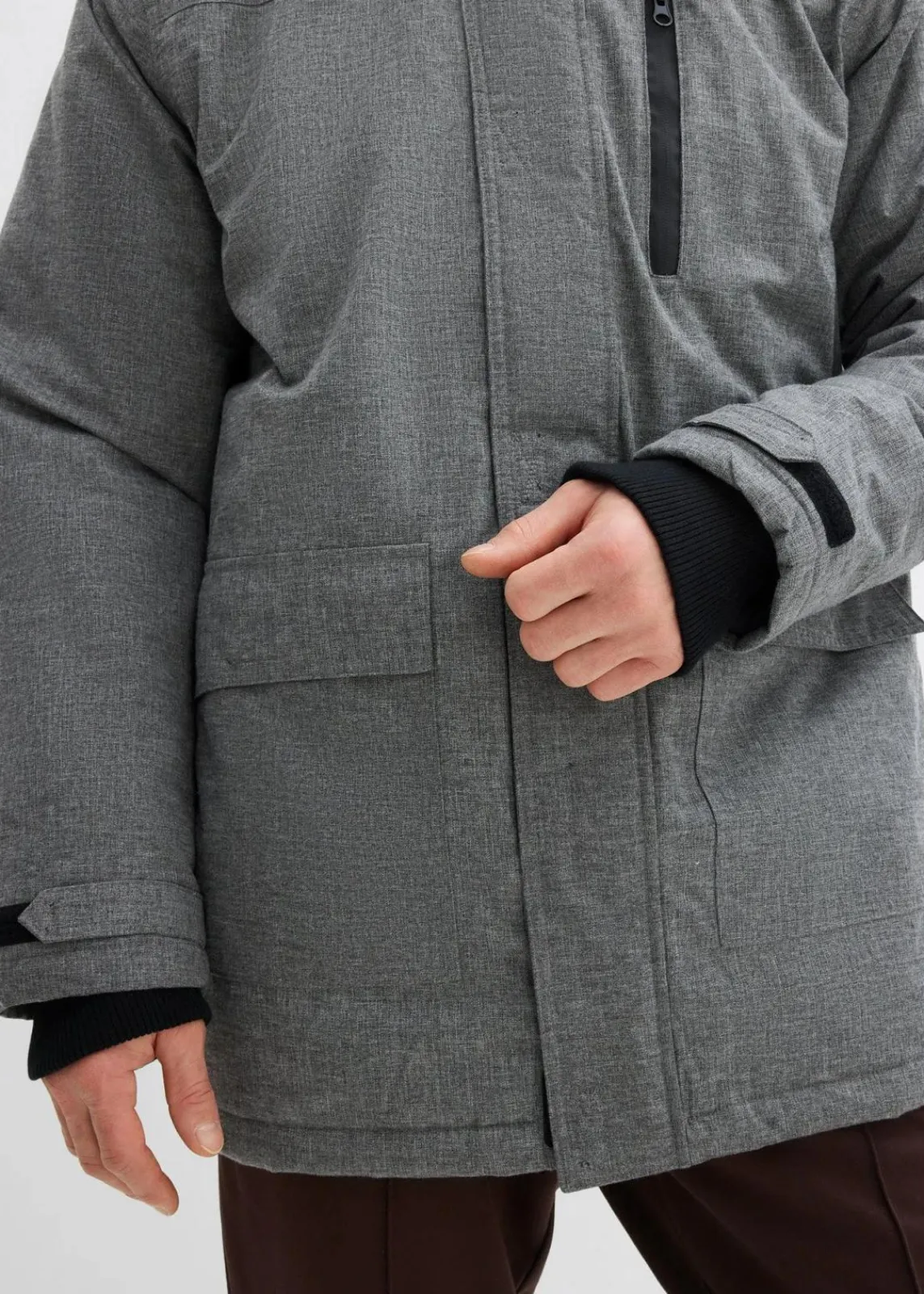 bonprix Große Größen|Outdoorbekleidung|wasserdichter Funktions-Parka mit Kuschel-Fleece-Futter grau meliert