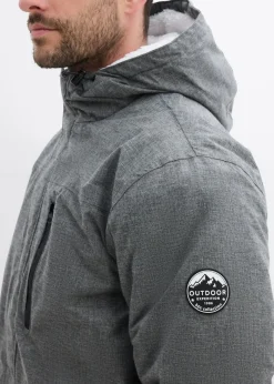 bonprix Große Größen|Outdoorbekleidung|wasserdichter Funktions-Parka mit Kuschel-Fleece-Futter grau meliert