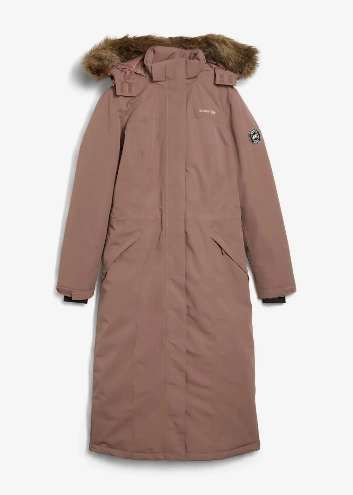 wasserdichter Outdoor-Mantel mit Fellimitat|bonprix