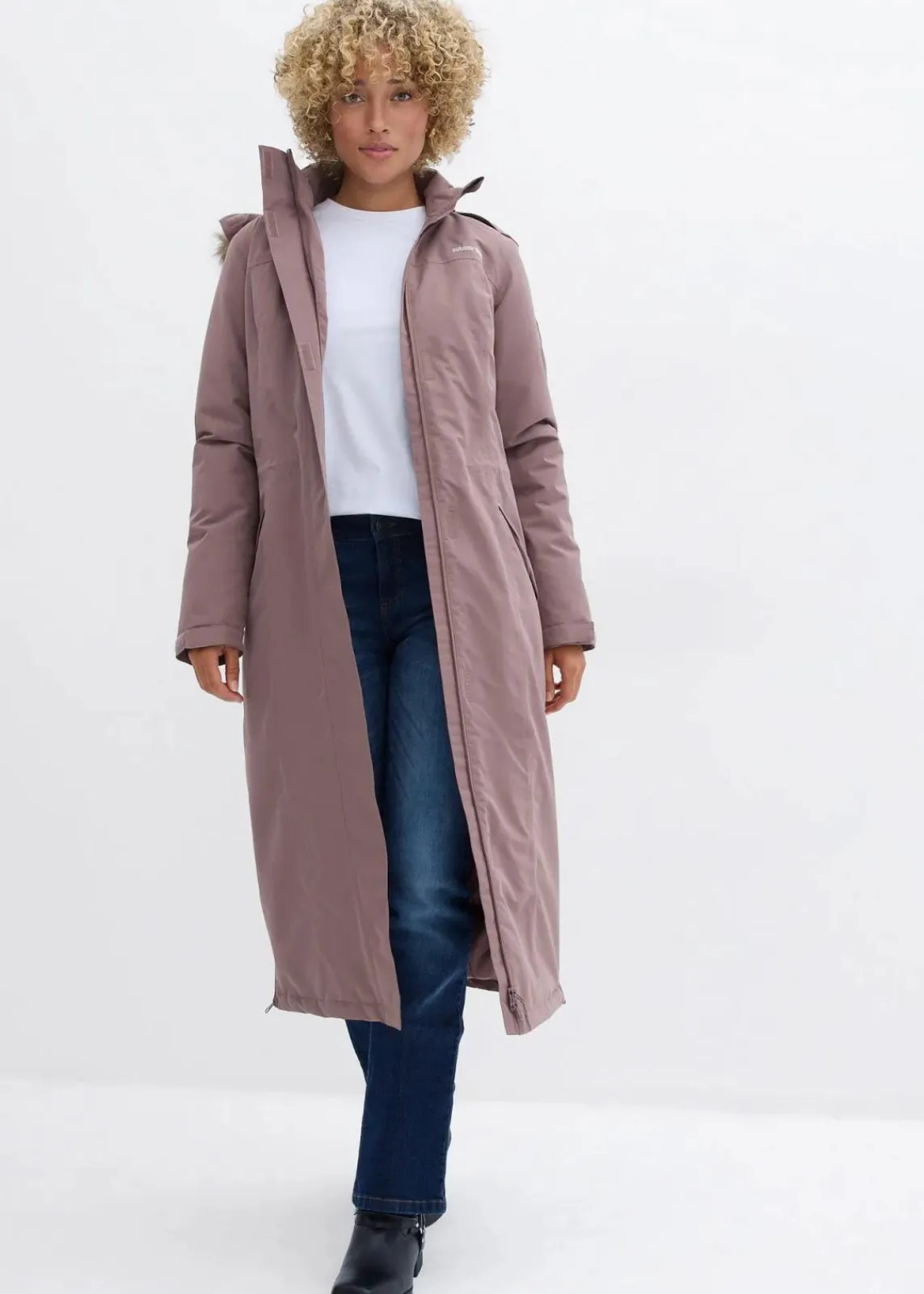 wasserdichter Outdoor-Mantel mit Fellimitat|bonprix