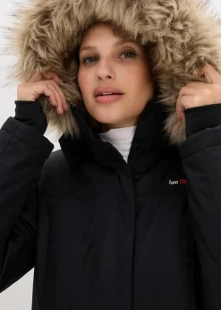 bonprix Bekleidung·Hosen|Jacken & Mäntel|wasserdichter, warmer Funktions-Outdoor-Mantel mit Fellimitat schwarz