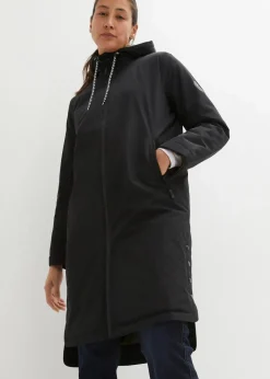 bonprix Bekleidung·Hosen|Jacken & Mäntel|wasserdichter, wattierter Regenmantel in Midi-Länge schwarz
