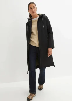 bonprix Bekleidung·Hosen|Jacken & Mäntel|wasserdichter, wattierter Regenmantel in Midi-Länge schwarz