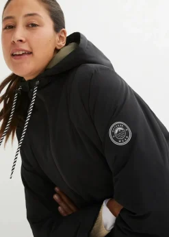 bonprix Bekleidung·Hosen|Jacken & Mäntel|wasserdichter, wattierter Regenmantel in Midi-Länge schwarz