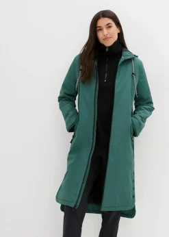 bonprix Nachhaltigere Materialien|Jacken & Mäntel|wasserdichter, wattierter Regenmantel in Midi-Länge mattgrün