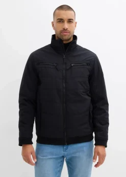bonprix Jacken & Mäntel|Outdoorbekleidung|wattierte Softshelljacke in Blousonform schwarz