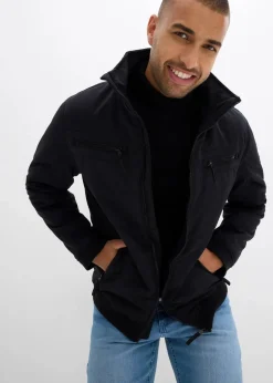 bonprix Jacken & Mäntel|Outdoorbekleidung|wattierte Softshelljacke in Blousonform schwarz