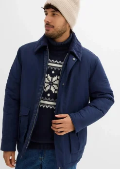 bonprix Große Größen|Jacken & Mäntel|Wattierte Winterjacke mit Cordkragen dunkelblau