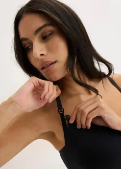 bonprix Seamless|Still- & Umstandswäsche|Wattierter Feel Comfort Lasercut Still-BH ohne Bügel schwarz