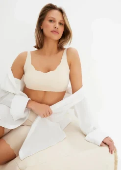 bonprix Bhs|Seamless|​​​​Wattierter Feel Comfort Lasercut T-Shirt BH ohne Bügel puder