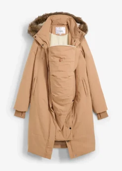 bonprix Nachhaltigere Materialien|Umstandsmode|Wattierter 3-in-1 Umstands- und Tragemantel camel