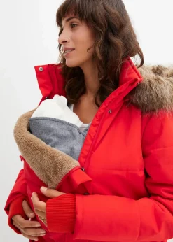 bonprix Bekleidung·Blazer|Umstandsmode|Wattierter 3-in-1 Umstands- und Tragemantel erdbeere/braun