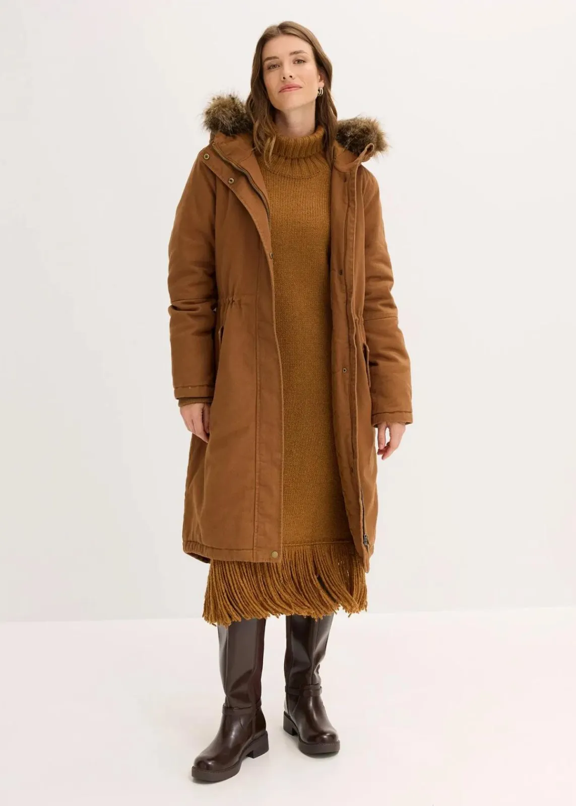 bonprix Bekleidung·Hosen|Jacken & Mäntel|Wattierter Long-Parka cognac braun