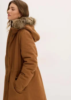 bonprix Bekleidung·Hosen|Jacken & Mäntel|Wattierter Long-Parka cognac braun