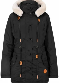 bonprix Bekleidung·Hosen|Jacken & Mäntel|Wattierter Parka mit Fellimitat-Besatz schwarz
