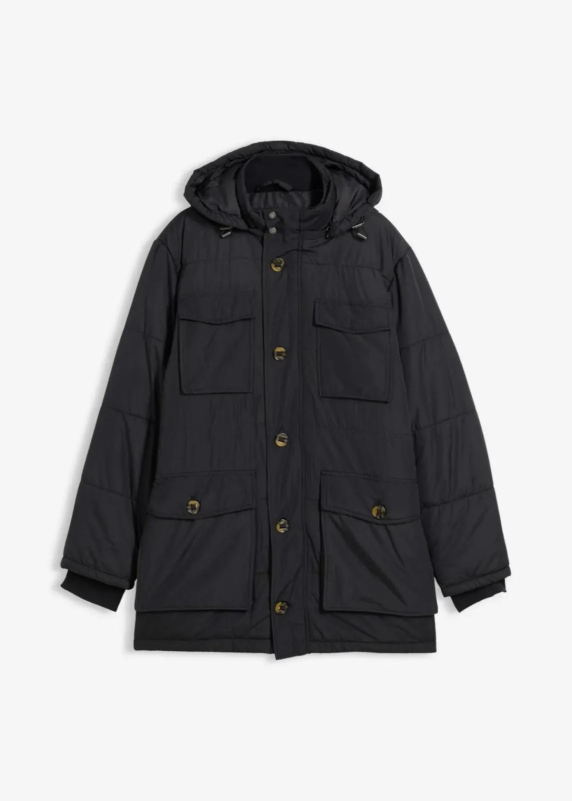 wattierter Stepp-Parka mit aufgesetzten Taschen und abnehmbarer Kapuze|bonprix Best
