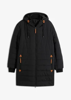 wattierter Stepp-Parka mit Kapuze und Lederimitat-Details|bonprix Hot