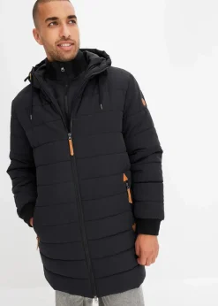 wattierter Stepp-Parka mit Kapuze und Lederimitat-Details|bonprix Hot