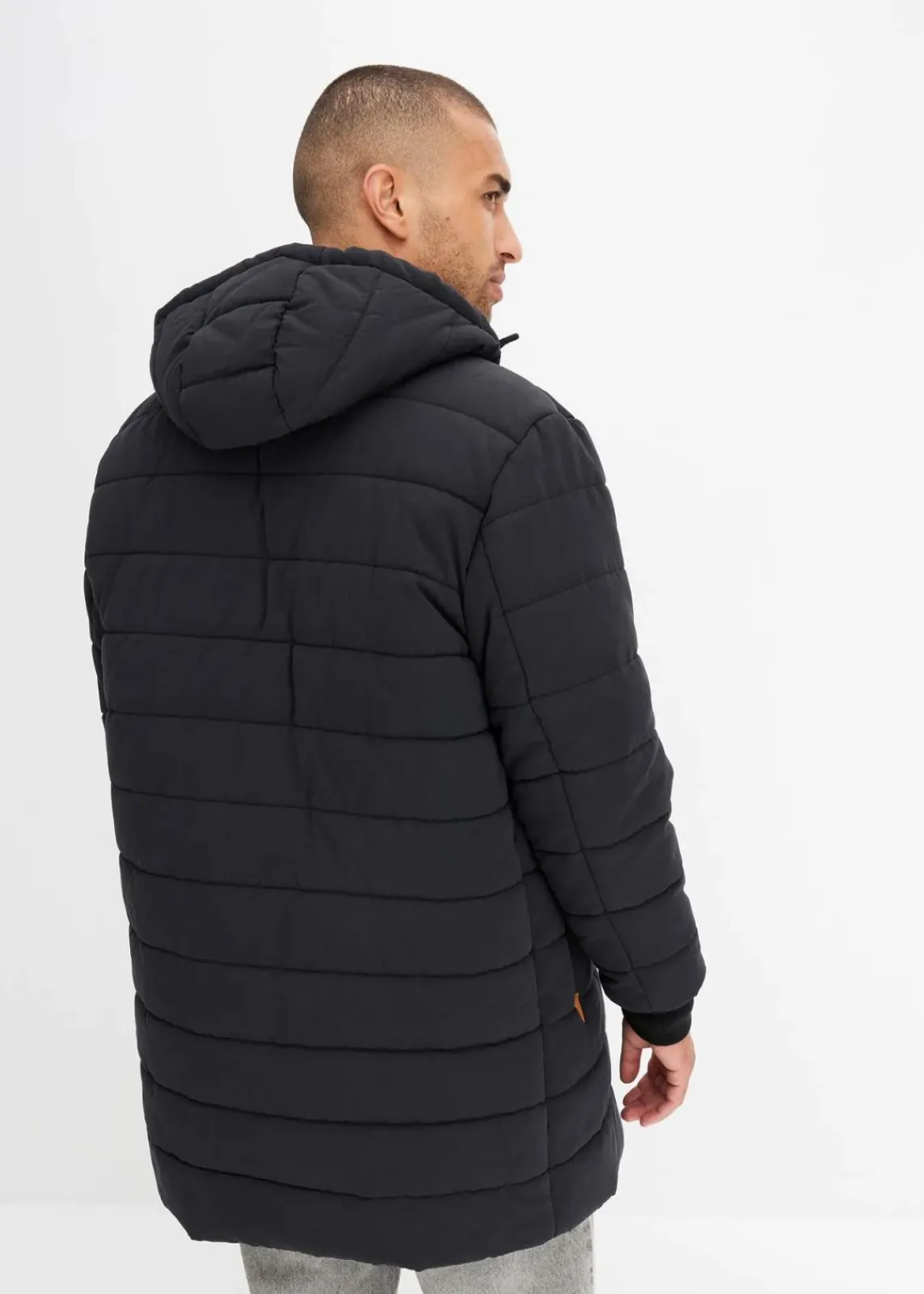 wattierter Stepp-Parka mit Kapuze und Lederimitat-Details|bonprix Hot