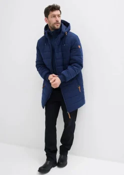 wattierter Stepp-Parka mit Kapuze und Lederimitat-Details|bonprix Clearance