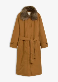 Wattierter Trenchcoat mit abnehmbaren Fellkragen|bonprix Online