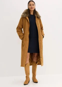 Wattierter Trenchcoat mit abnehmbaren Fellkragen|bonprix Online