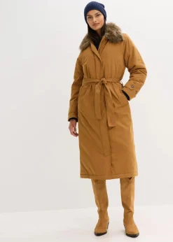 Wattierter Trenchcoat mit abnehmbaren Fellkragen|bonprix Online