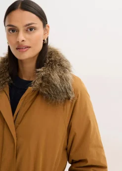 Wattierter Trenchcoat mit abnehmbaren Fellkragen|bonprix Online