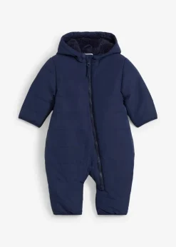 bonprix Overalls & Sets|Jacken & Outdoor|Wattierter wasserabweisender Overall mit Teddyfleece dunkelblau