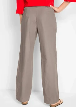 bonprix Hosen|Bekleidung·Kleider|Webhose aus Leinen-Baumwoll-Mix taupe