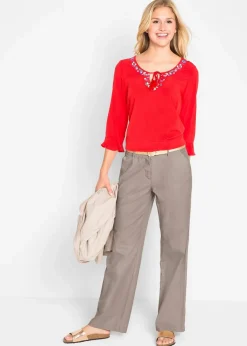 bonprix Hosen|Bekleidung·Kleider|Webhose aus Leinen-Baumwoll-Mix taupe