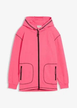bonprix Mädchen 9-16 Jahre·Sweat & Strick|Mädchen 9-16 Jahre·Jacken & Outdoor|weiche Fleecejacke mit praktischen Reißverschlusstaschen neonpink/schwarz
