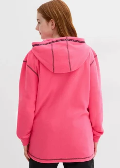 bonprix Mädchen 9-16 Jahre·Sweat & Strick|Mädchen 9-16 Jahre·Jacken & Outdoor|weiche Fleecejacke mit praktischen Reißverschlusstaschen neonpink/schwarz