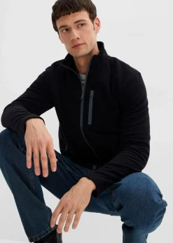 bonprix Große Größen|Jacken & Mäntel|weiche Fleecejacke mit praktischen Reißverschlusstaschen schwarz/rauchgrau