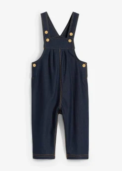 bonprix Hosen & Leggings|Weiche Sweat-Latzhose aus Baumwollmischung mit Holzknöpfen blau denim