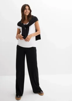 Weiche Umstandshose aus bequemen Punto di Roma, weites Bein|bonprix Hot