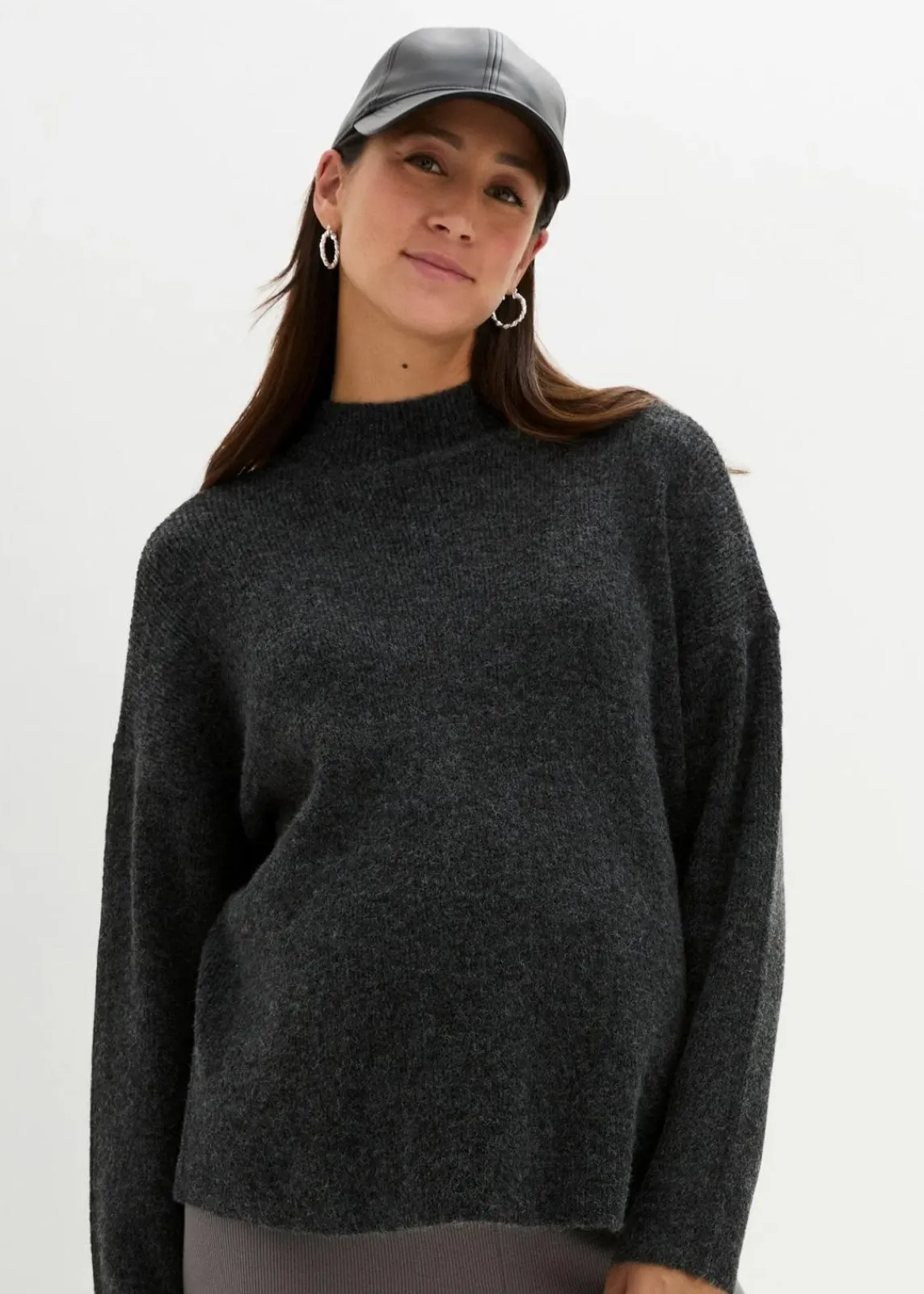 bonprix Bekleidung·Blazer|Nachhaltigere Materialien|Weicher Umstands-und Stillpullover mit Schlitz schwarz meliert