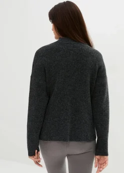bonprix Bekleidung·Blazer|Nachhaltigere Materialien|Weicher Umstands-und Stillpullover mit Schlitz schwarz meliert