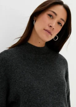 bonprix Bekleidung·Blazer|Nachhaltigere Materialien|Weicher Umstands-und Stillpullover mit Schlitz schwarz meliert