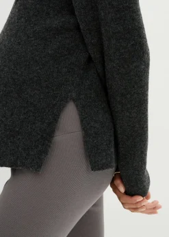 bonprix Bekleidung·Blazer|Nachhaltigere Materialien|Weicher Umstands-und Stillpullover mit Schlitz schwarz meliert