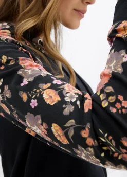 bonprix Bekleidung·Blazer|Umstandsmode|Weiches 2-in-1 Umstands-und Stillsweatshirt schwarz geblümt