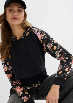 bonprix Bekleidung·Blazer|Umstandsmode|Weiches 2-in-1 Umstands-und Stillsweatshirt schwarz geblümt