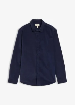 bonprix Große Größen|Hemden|weiches Stretch-Cordhemd aus Bio-Baumwolle dunkelblau